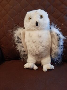 White Plush Snowy Owl Small Pet Toy - Soft Cage-Friendly Plush 11"
